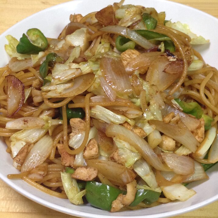 焼きそば風カレースパゲッティ♪